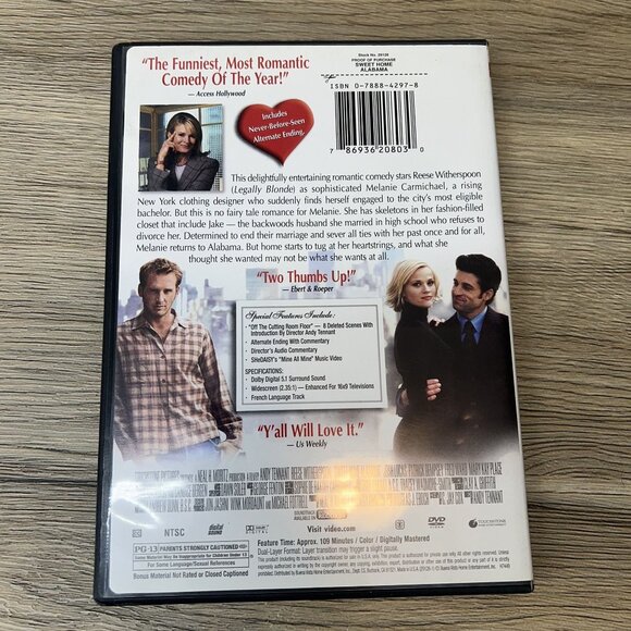 Sweet Home Alabama (DVD, 2002) - Picture 2 of 5